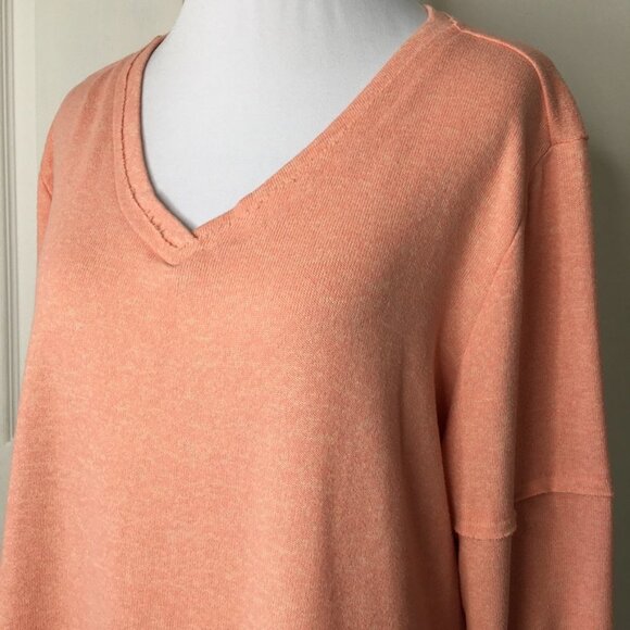 Soft Surroundings Women's Pink Salmon V Neck Long Sleeve Shirt Size XL Petite - Picture 4 of 12